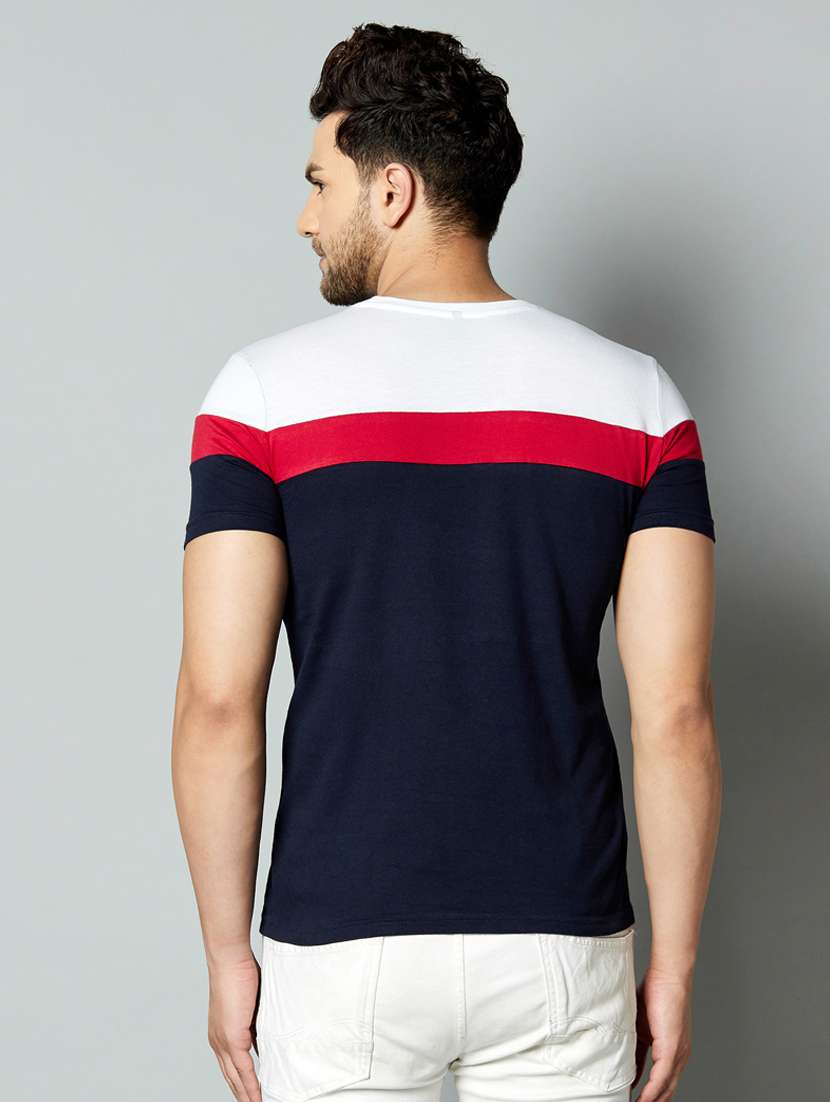 round neck color blocked t-shirt - 18528787 -  Standard Image - 1