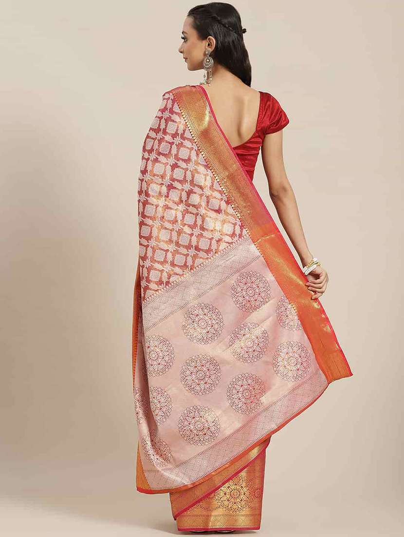 women's self design orange colored saree - 18528858 -  Standard Image - 1