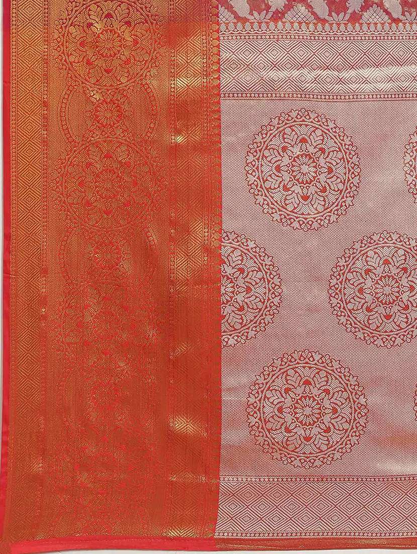 women's self design orange colored saree - 18528858 -  Standard Image - 4