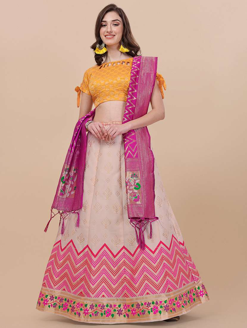 jacquard work semi-stitched lehenga choli with dupatta 