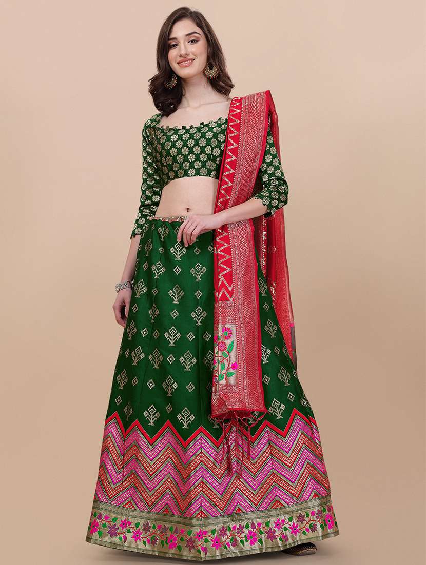 jacquard work semi-stitched lehenga choli with dupatta 