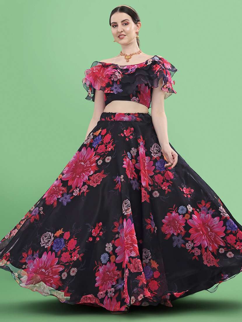 floral semi-stitched lehenga and choli 