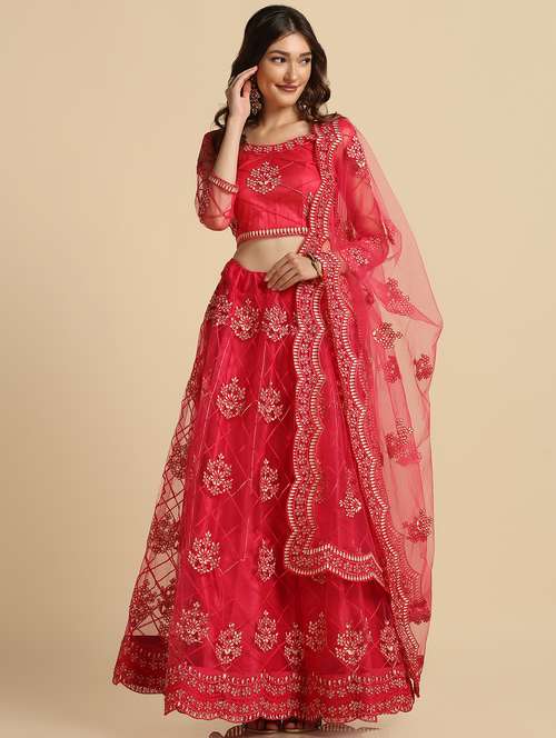 embroidered semi-stitched lehenga choli with dupatta - 18529266 -  Standard Image - 0