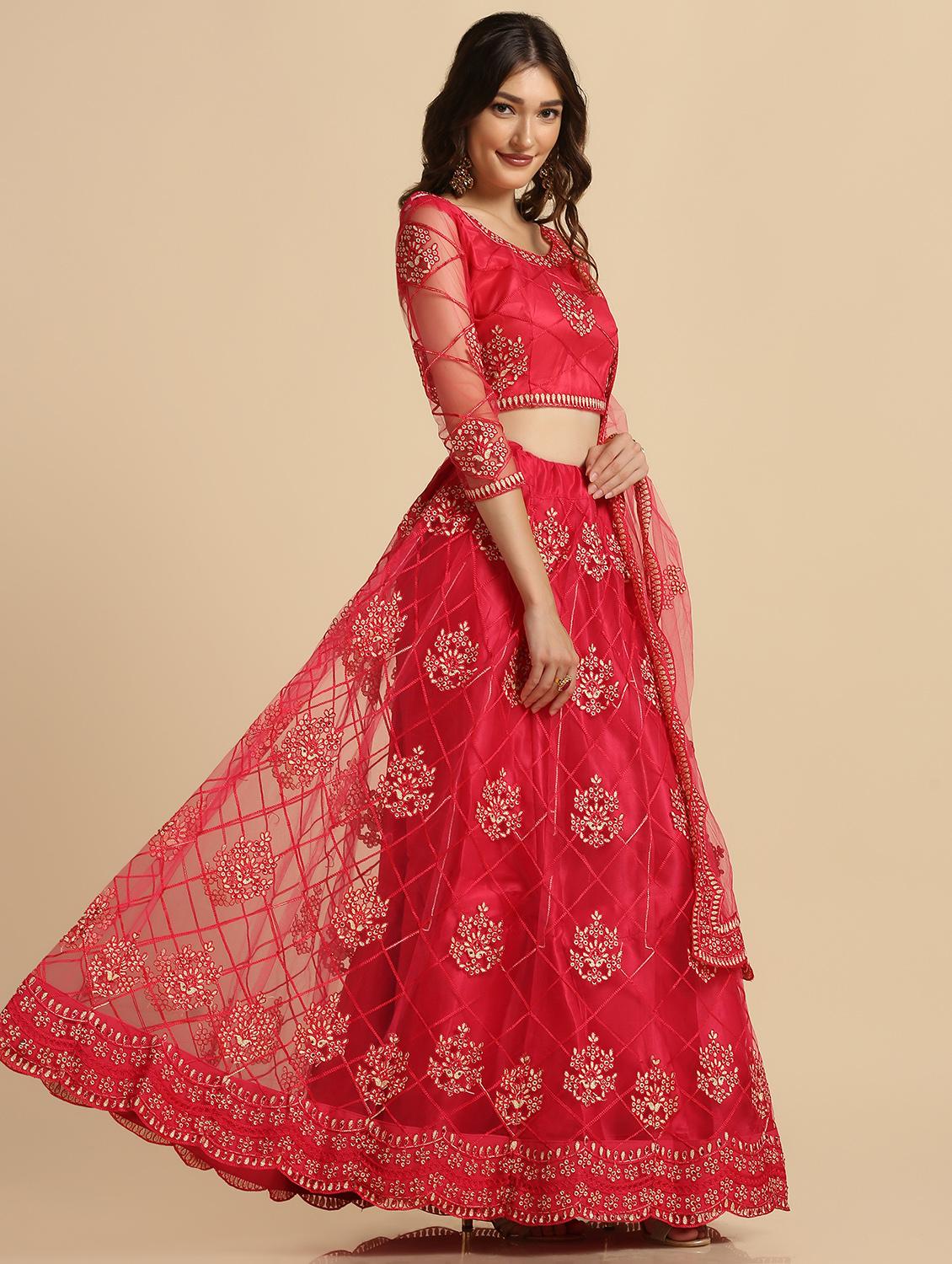 embroidered semi-stitched lehenga choli with dupatta - 18529266 -  Standard Image - 1
