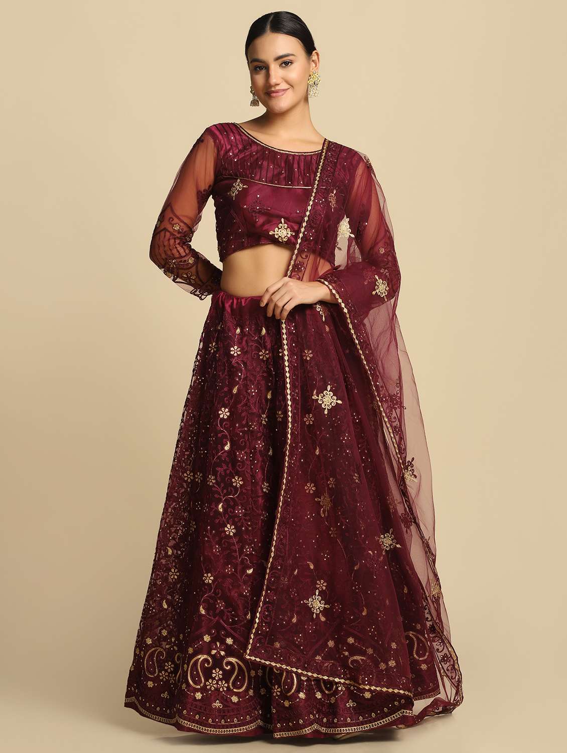 embroidered semi-stitched lehenga choli with dupatta