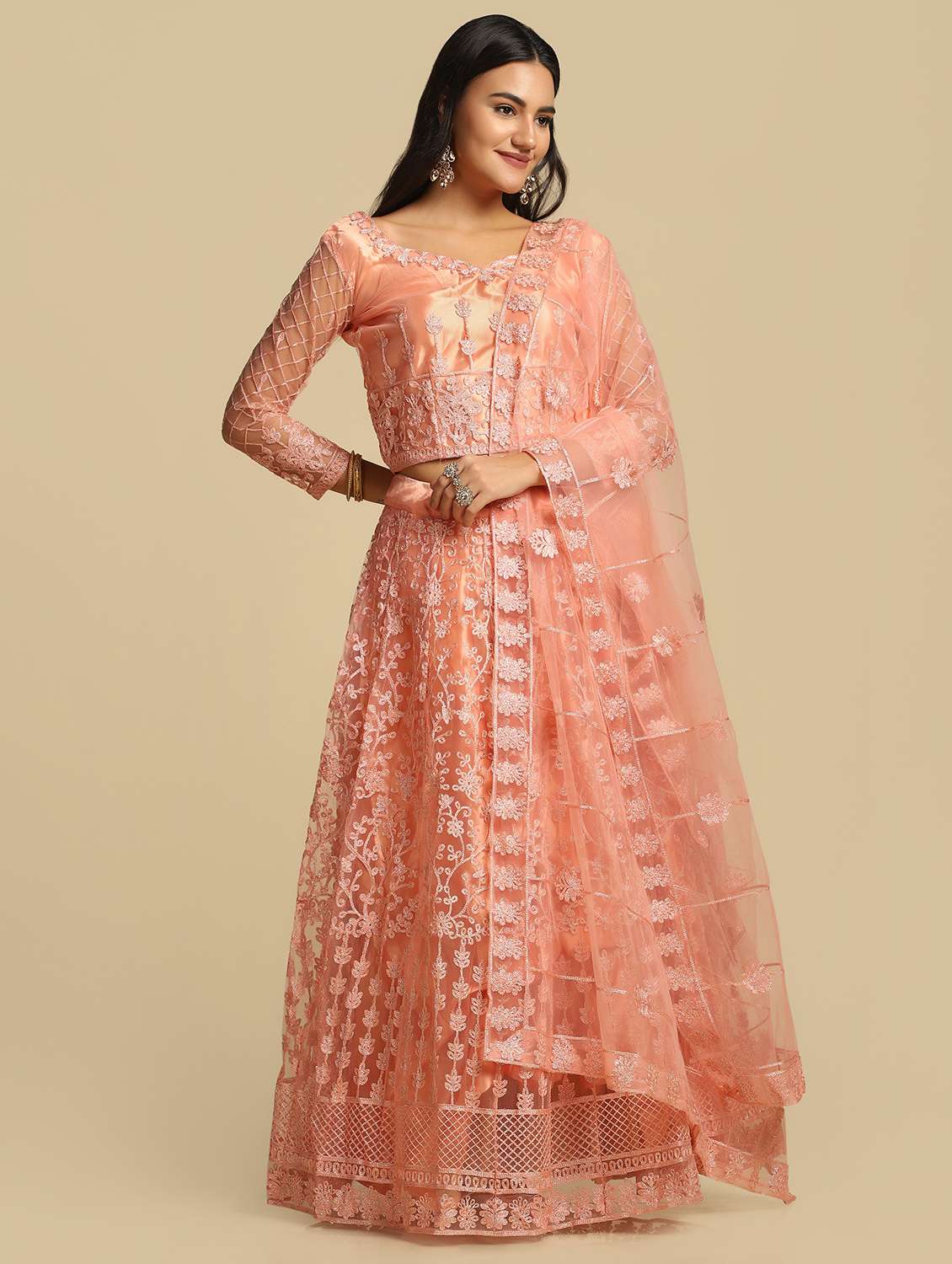 Embroidered Semi Stitched Lehenga Choli With Dupatta