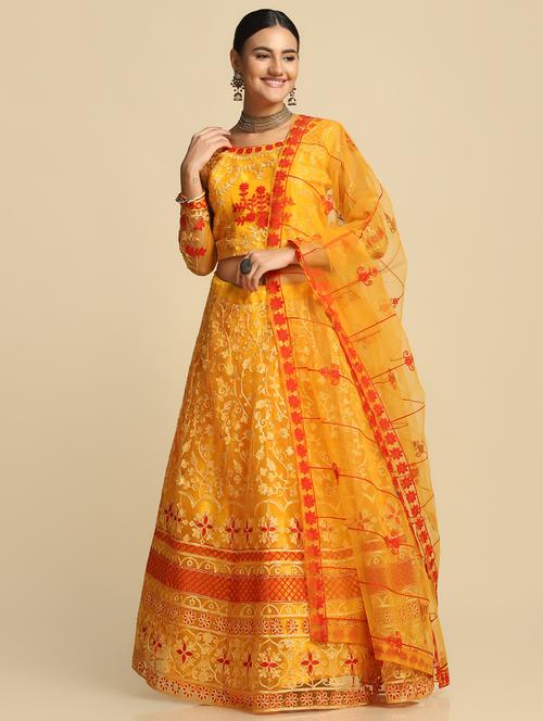 embroidered semi-stitched lehenga choli with dupatta - 18529273 - Standard Image - 0