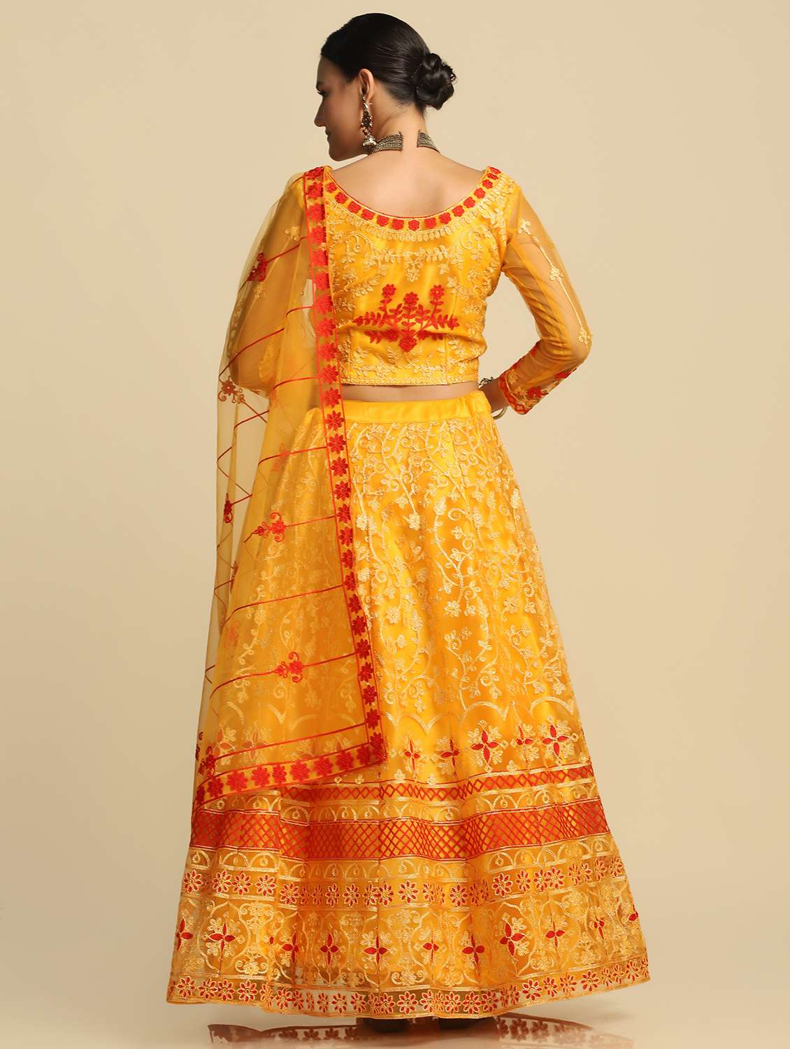 Embroidered Semi Stitched Lehenga Choli With Dupatta