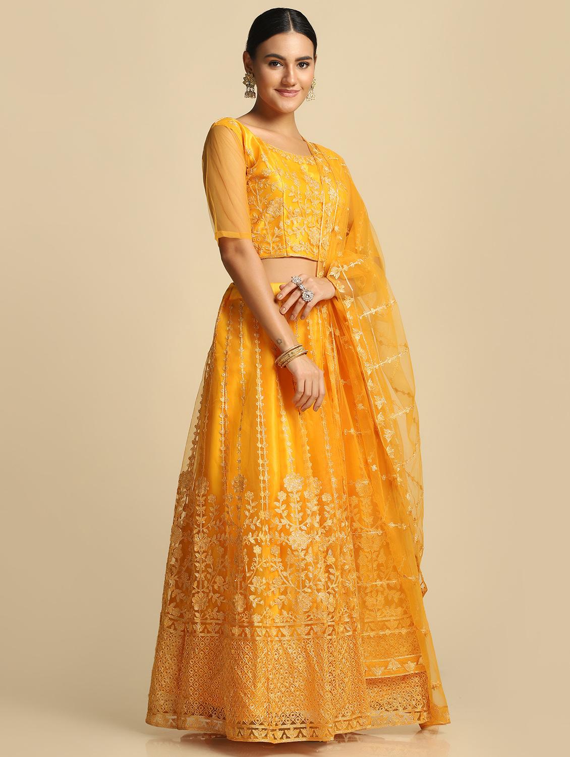 embroidered semi-stitched lehenga choli with dupatta - 18529274 -  Standard Image - 1