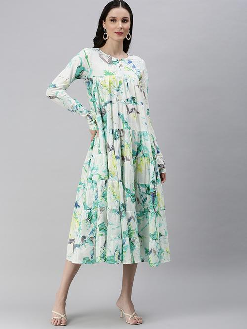 key hole neck tiered dress - 18530365 -  Standard Image - 0