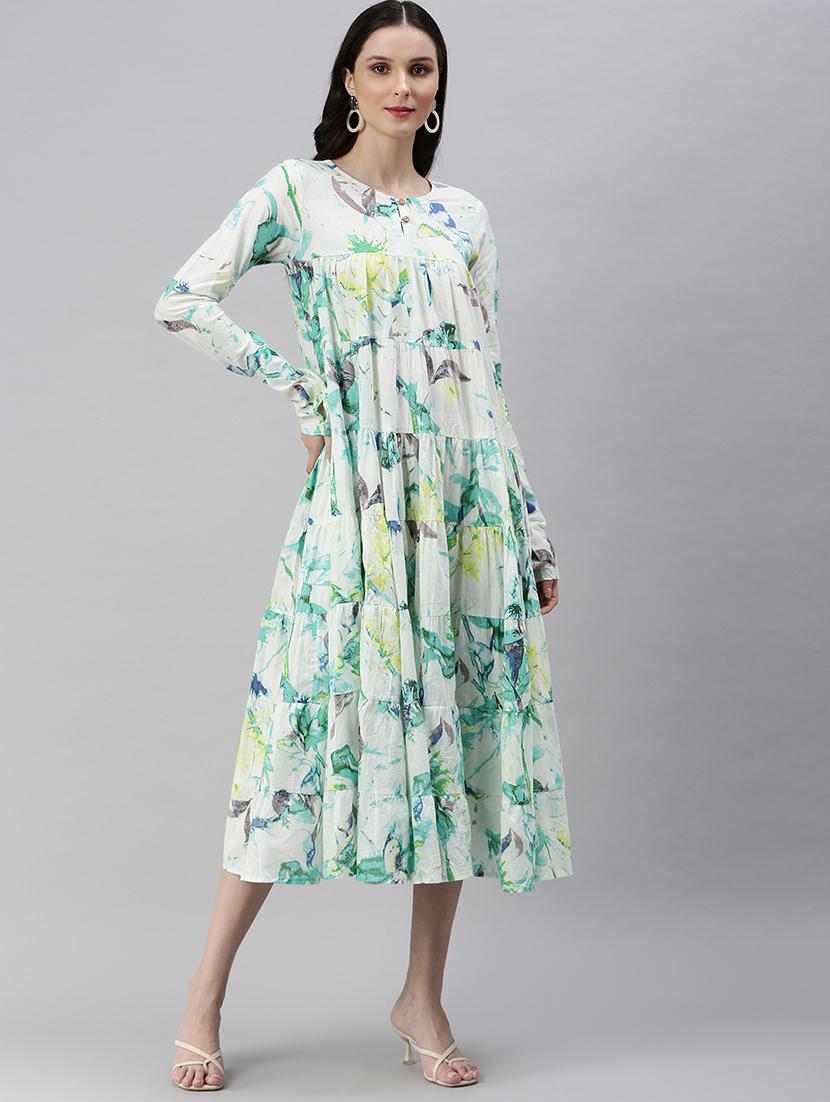 key hole neck tiered dress - 18530365 -  Zoom Image - 0