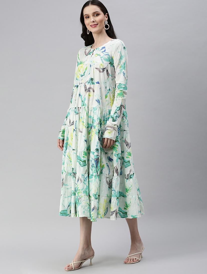 key hole neck tiered dress - 18530365 - Standard Image - 1