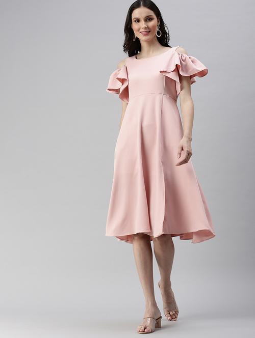women's fit & flare solid dress - 18530382 -  Standard Image - 0