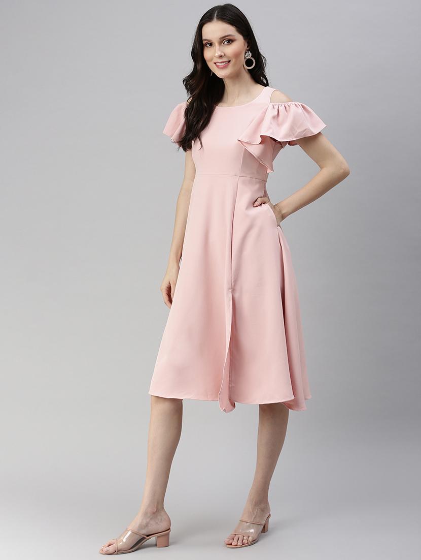 women's fit & flare solid dress - 18530382 -  Standard Image - 1