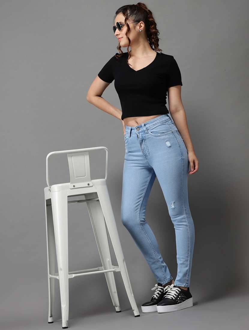 women's distress slim fit jeans - 18531065 - Standard Image - 4