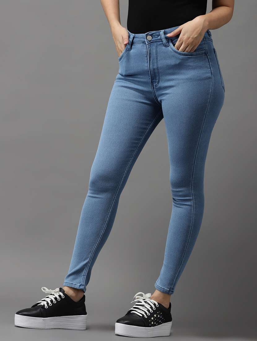 solid high rise denim jeans  - 18531070 -  Standard Image - 1