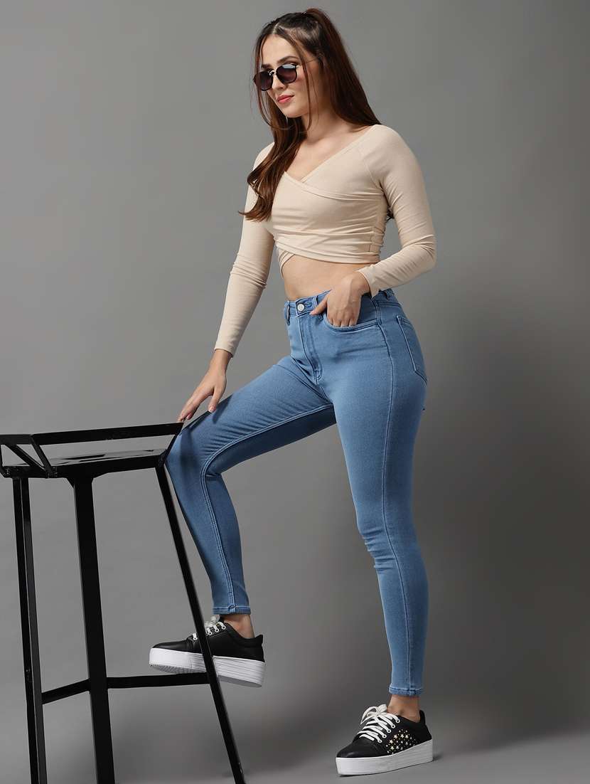 solid high rise denim jeans  - 18531070 -  Standard Image - 4