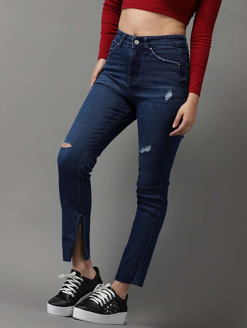 women's distress slim fit jeans - 18531073 - Standard Image - 1