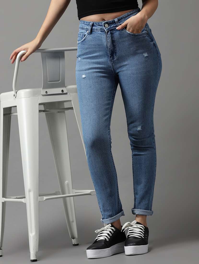 women's distress slim fit jeans - 18531077 -  Standard Image - 1