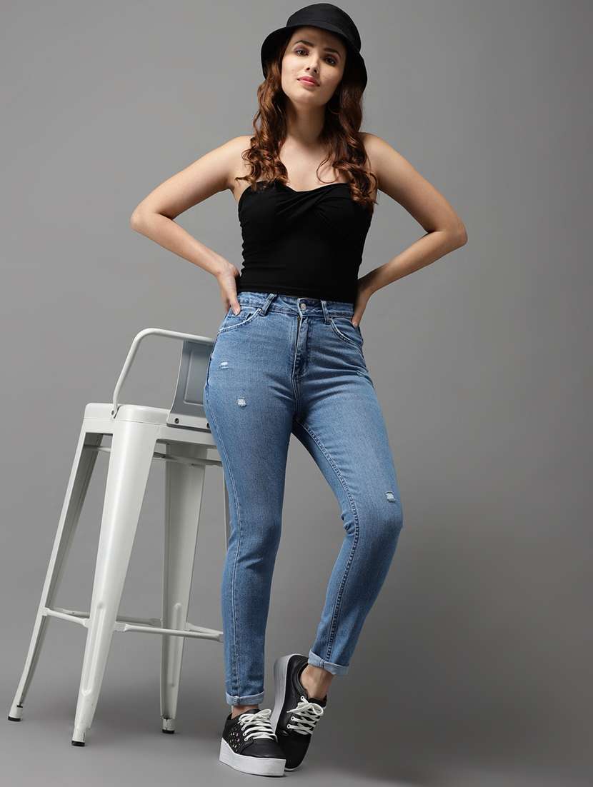 women's distress slim fit jeans - 18531077 -  Standard Image - 4
