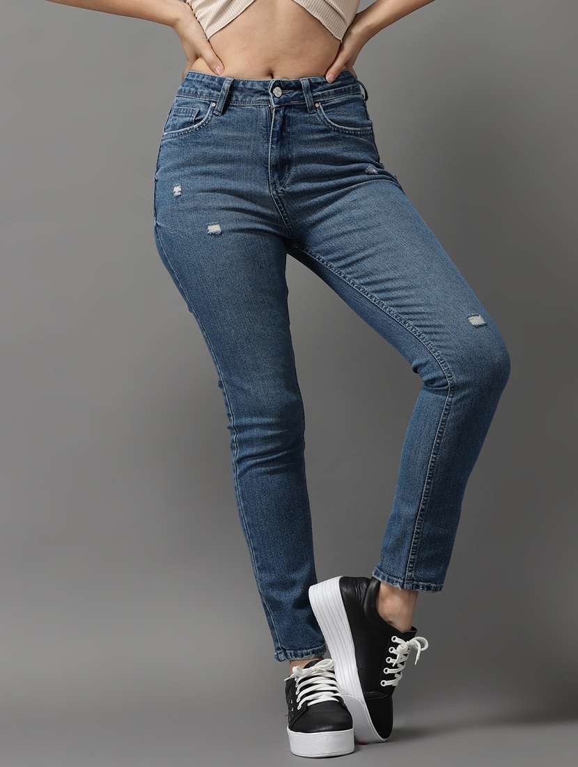 women's distress slim fit jeans