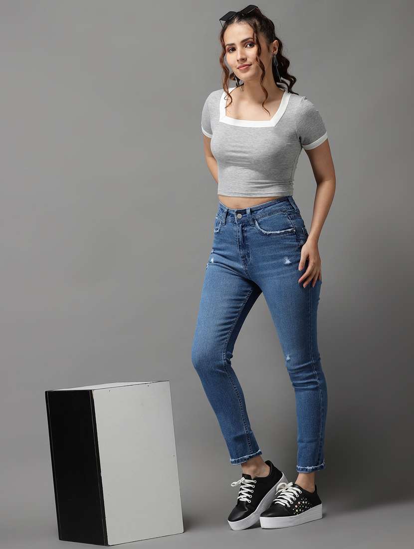 women's distress slim fit jeans - 18531082 -  Standard Image - 4