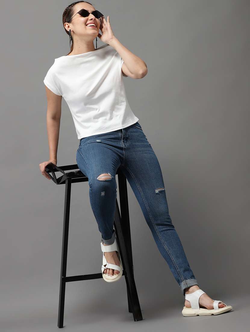 women's distress slim fit jeans - 18531086 -  Standard Image - 4