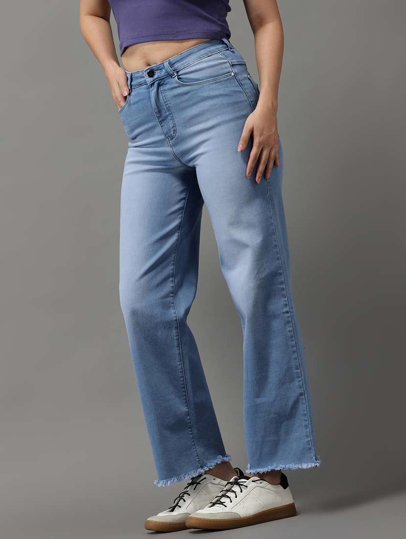 women's plain straight fit jeans - 18531090 -  Standard Image - 1