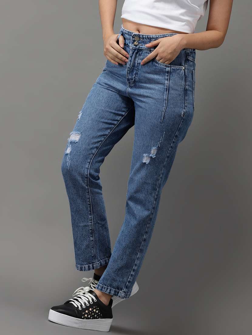 women's distress mom fit jeans - 18531100 -  Standard Image - 1