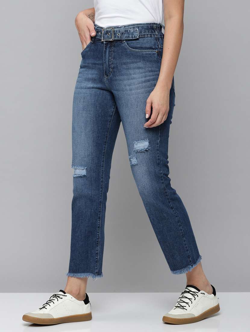 women's distress straight fit jeans - 18531108 -  Standard Image - 1