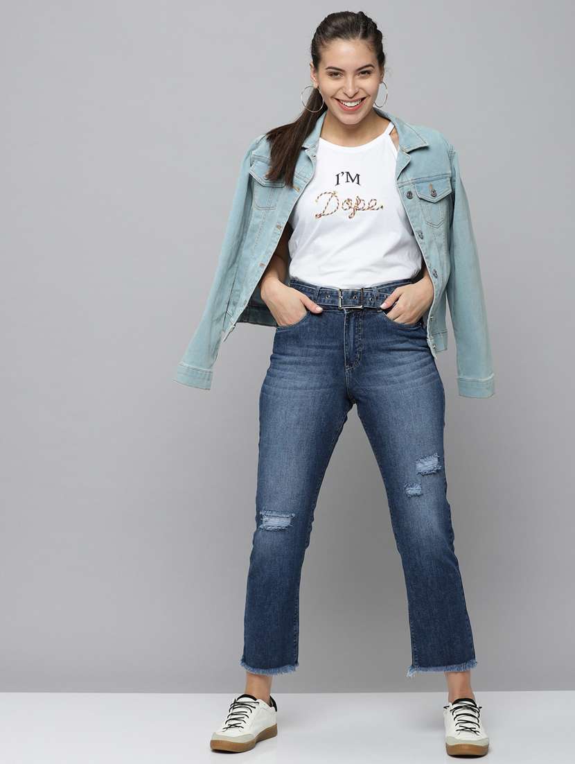 women's distress straight fit jeans - 18531108 -  Standard Image - 4