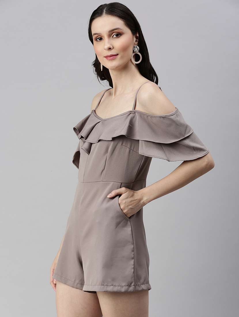 cold shoulder solid romper - 18531243 -  Standard Image - 1