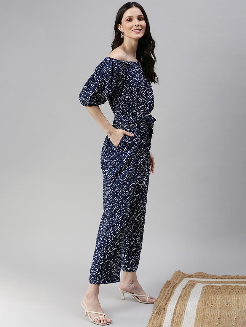 off shoulder printed jumpsuit - 18531249 - Standard Image - 1