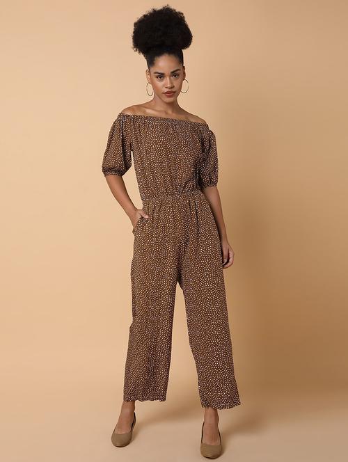 off shoulder printed jumpsuit - 18531250 - Standard Image - 0