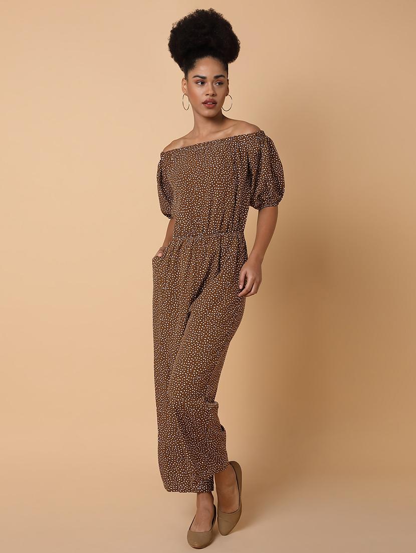 off shoulder printed jumpsuit - 18531250 - Standard Image - 1