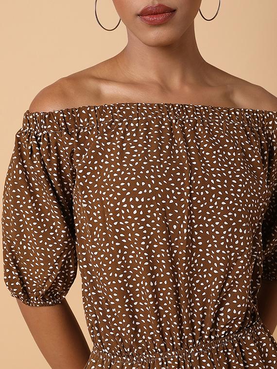 off shoulder printed jumpsuit - 18531250 - Standard Image - 6