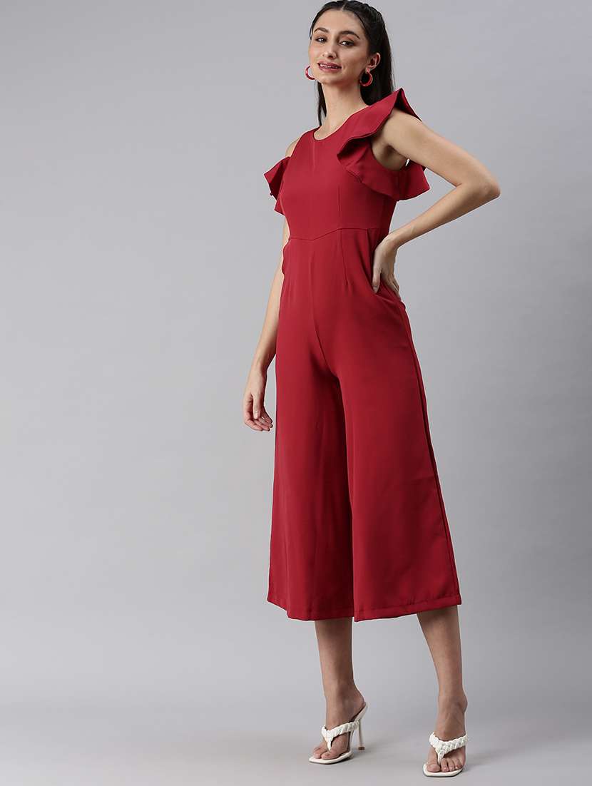 ruffle detail solid jumpsuit - 18531251 - Standard Image - 1