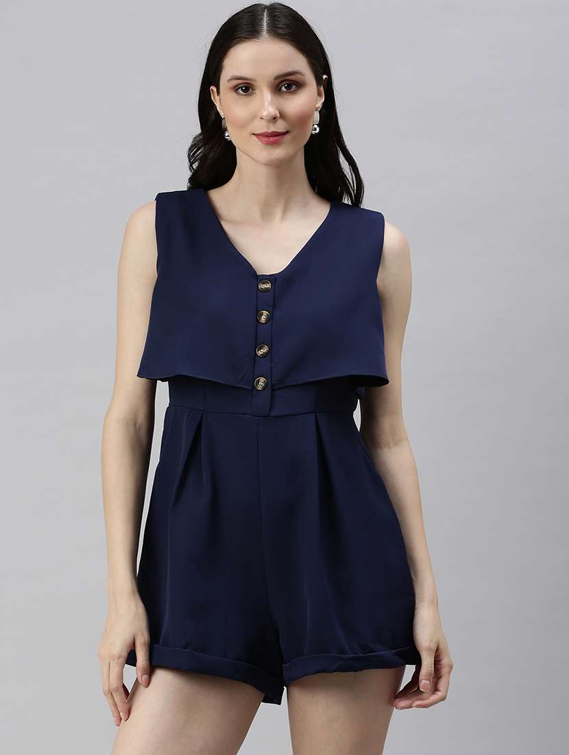 v-neck solid romper 