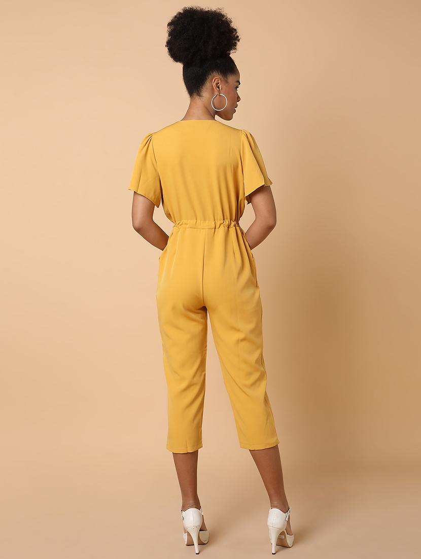 drawstring waist solid full leg jumpsuit - 18531255 - Standard Image - 4