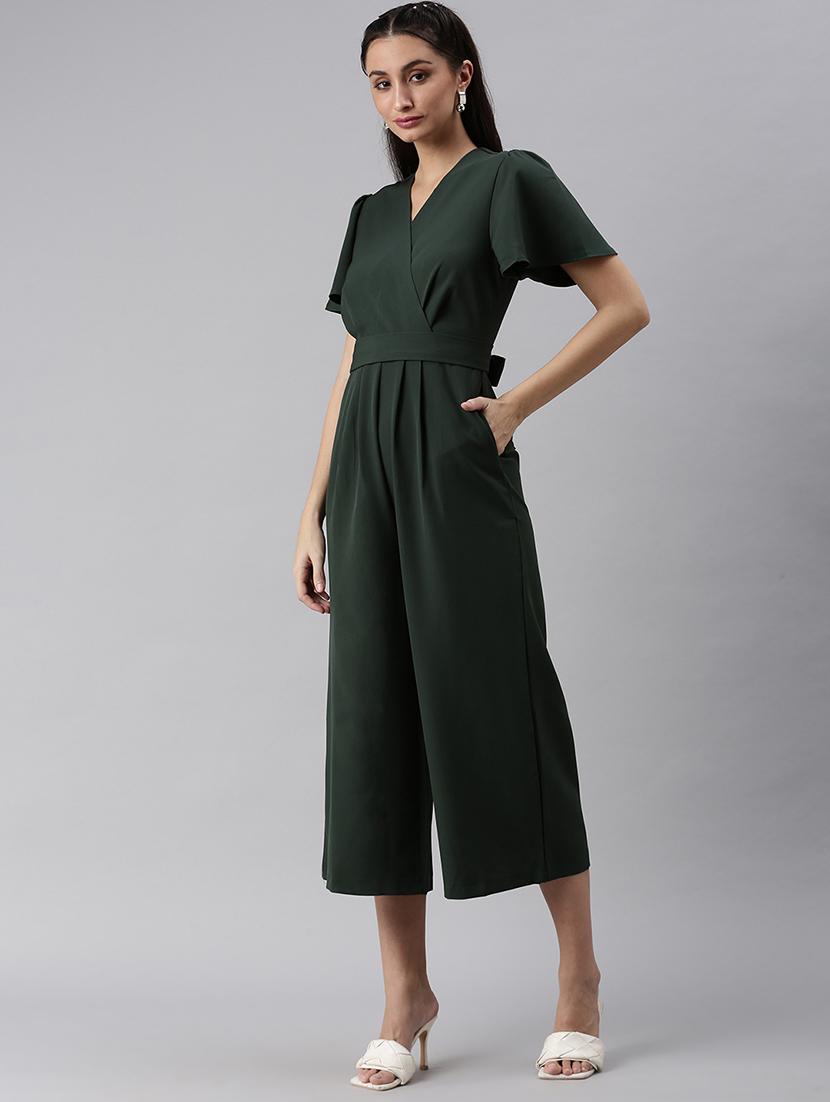 tie back solid full leg jumpsuit - 18531258 - Standard Image - 1