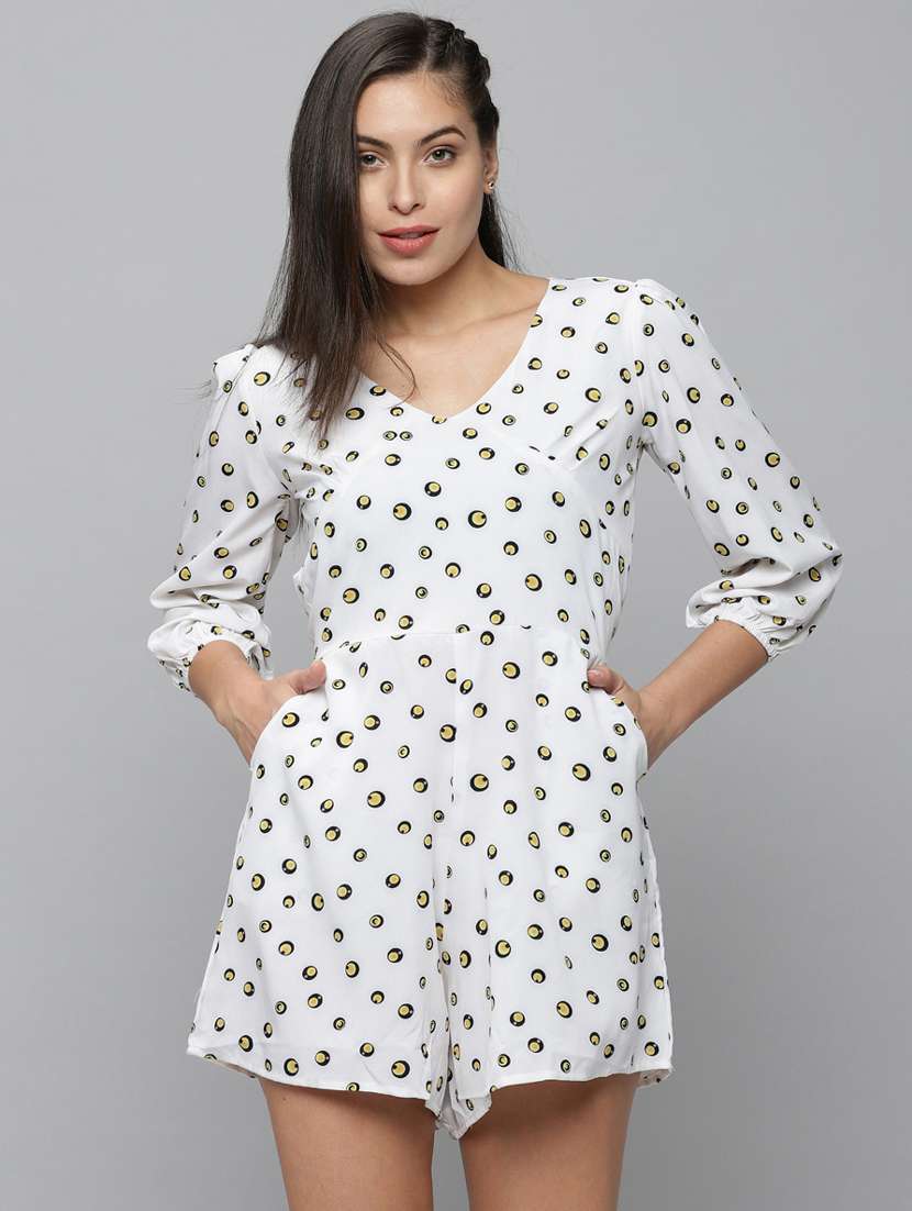 v-neck printed romper 