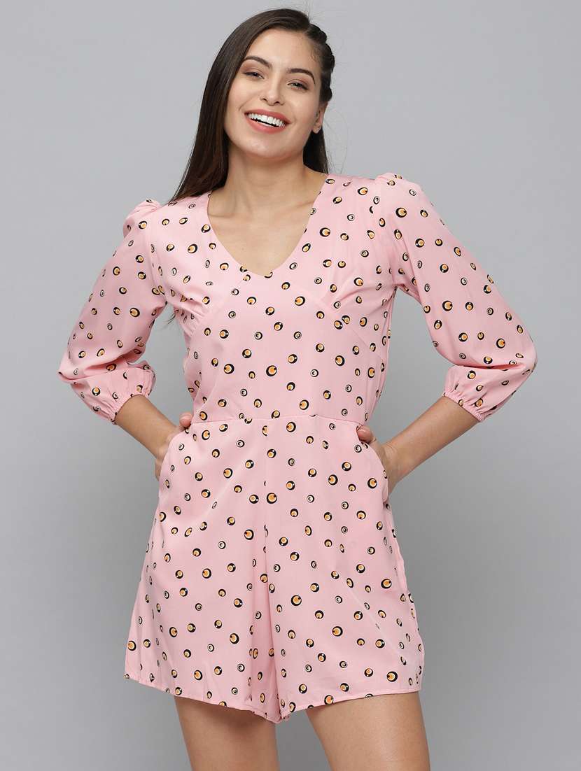 v-neck printed romper 