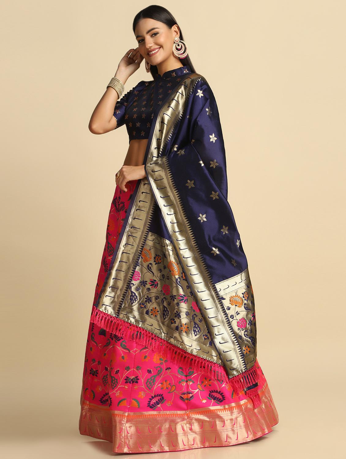jacquard work semi-stitched lehenga choli with dupatta - 18531604 - Standard Image - 1
