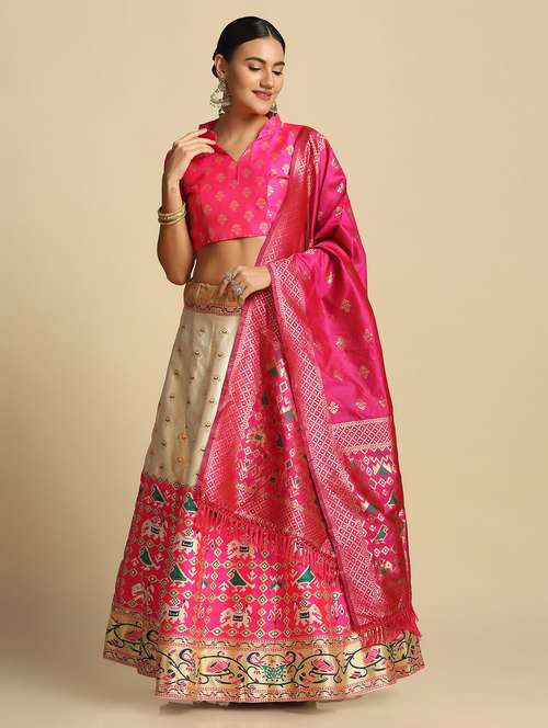 jacquard work semi-stitched lehenga choli with dupatta - 18531608 -  Standard Image - 0