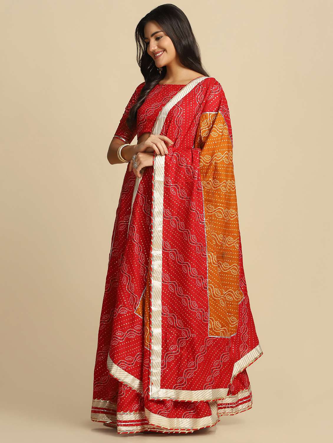 bandhani semi-stitched lehenga choli with dupatta - 18531609 -  Standard Image - 1