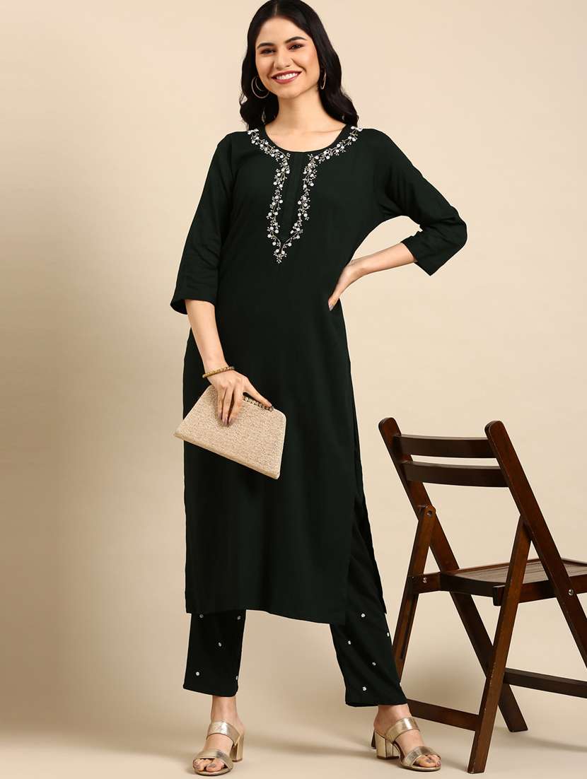 embellished kurta pant set - 18532016 -  Standard Image - 1