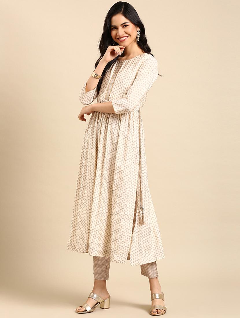 women printed three quarter sleeve kurta pant with dupatta set - 18532024 - Zoom Image - 0