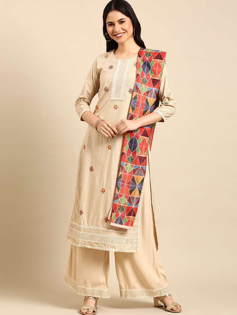 women printed kurta palazzo set with dupatta - 18532040 -  Standard Image - 1