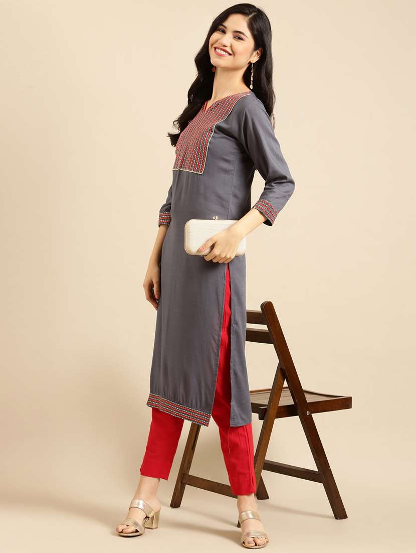 women's straight kurta - 18532100 -  Standard Image - 1