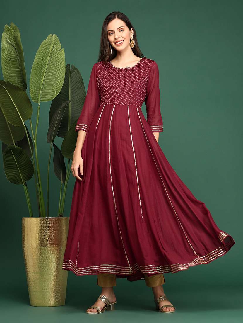 gota work anarkali ethnic dress  - 18532107 -  Standard Image - 1